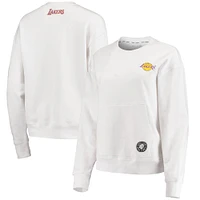 Women's DKNY Sport White Los Angeles Lakers Camila Crew Pullover Sweatshirt