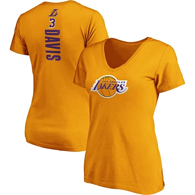 Fanatics pour femmes Anthony Davis Gold Los Angeles Lakers Team Playmaker Nom et numéro T-shirt à col en V