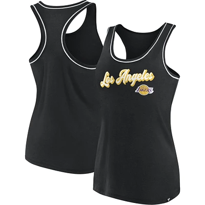 Women's Fanatics Black Los Angeles Lakers Wordmark Logo Racerback Scoop Neck Tank - Top