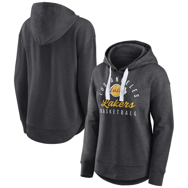 Men's Antigua Black/Heather Gray Los Angeles Lakers Victory Colorblock Pullover Hoodie Size: Extra Large