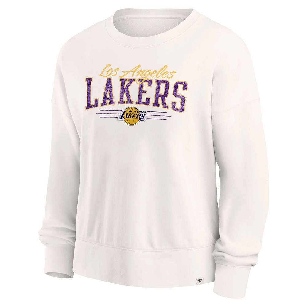 Sweat-shirt Fanatics crème pour femmes des Los Angeles Lakers Close the Game