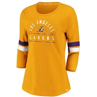 Women's Fanatics Gold Los Angeles Lakers Iconic Prolific Modern 3/4-Sleeve T-Shirt