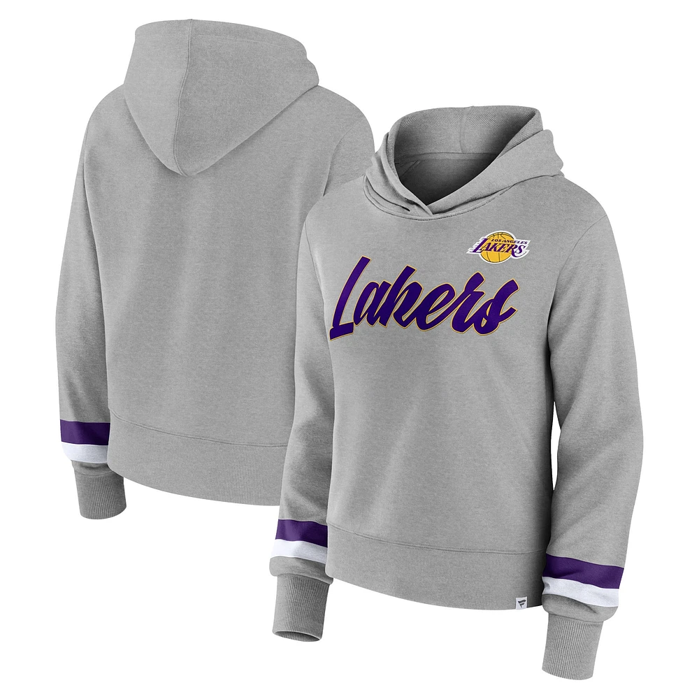 Women's Fanatics Heather Gray Los Angeles Lakers Halftime Pullover Hoodie