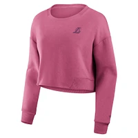 Women's Fanatics Pink Los Angeles Lakers Studio Tri-Blend Cropped Pullover Sweatshirt