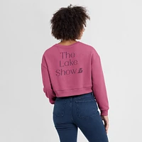 Women's Fanatics Pink Los Angeles Lakers Studio Tri-Blend Cropped Pullover Sweatshirt