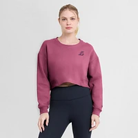 Women's Fanatics Pink Los Angeles Lakers Studio Tri-Blend Cropped Pullover Sweatshirt