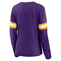 Women's Fanatics Purple Los Angeles Lakers Block Party Striped - Long Sleeve T-Shirt