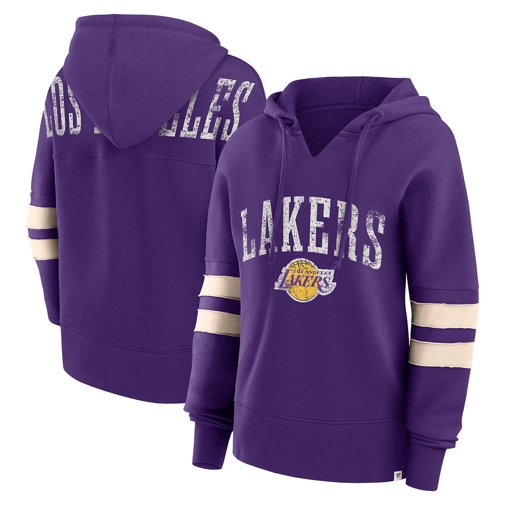 Sweat à capuche violet Fanatics pour femmes des Lakers de Los Angeles Bold Move Dolman col en V