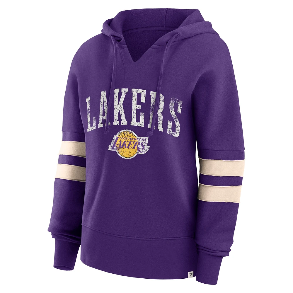 Sweat à capuche violet Fanatics pour femmes des Lakers de Los Angeles Bold Move Dolman col en V