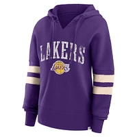 Women's Fanatics Purple Los Angeles Lakers Bold Move Dolman V-Neck High Hip Hoodie