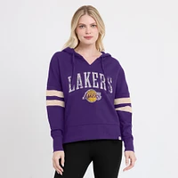 Women's Fanatics Purple Los Angeles Lakers Bold Move Dolman V-Neck High Hip Hoodie