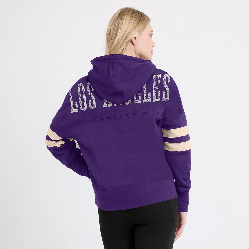 Sweat à capuche violet Fanatics pour femmes des Lakers de Los Angeles Bold Move Dolman col en V