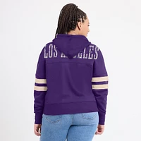 Women's Fanatics Purple Los Angeles Lakers Bold Move Dolman V-Neck High Hip Hoodie