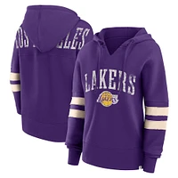 Women's Fanatics Purple Los Angeles Lakers Bold Move Dolman V-Neck High Hip Hoodie