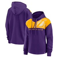 Sweat à capuche violet Fanatics pour femmes des Lakers de Los Angeles Overslide en polaire quart zip