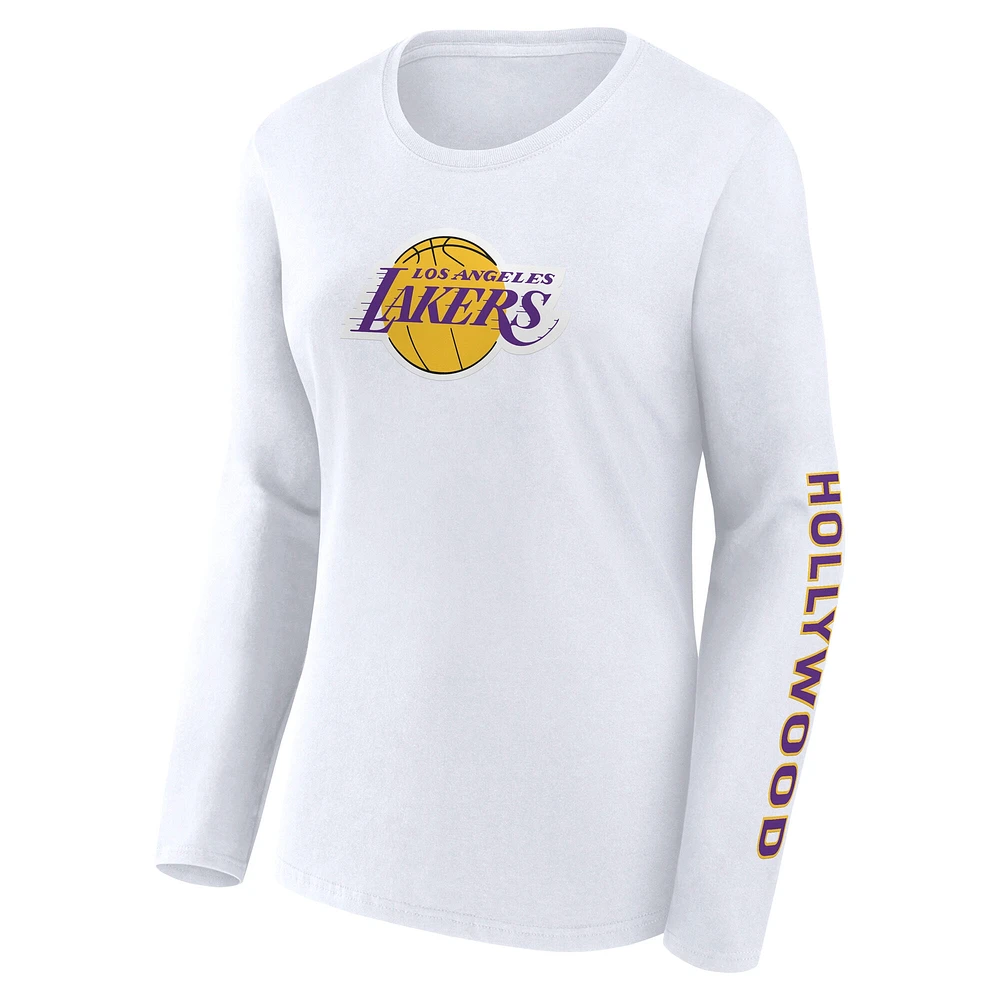 Women's Fanatics White Los Angeles Lakers Long Sleeve T-Shirt