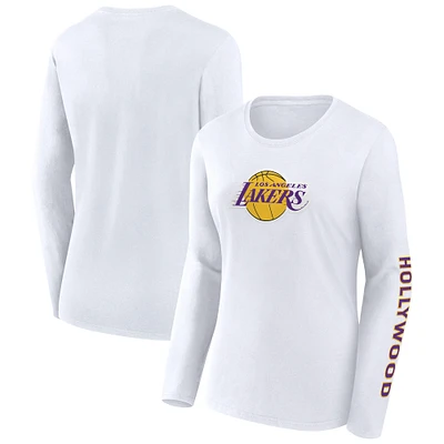 Women's Fanatics White Los Angeles Lakers Long Sleeve T-Shirt