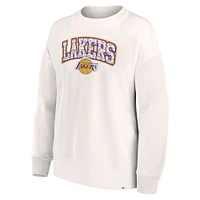 Women's Fanatics White Los Angeles Lakers Tonal Leopard Pullover Sweatshirt