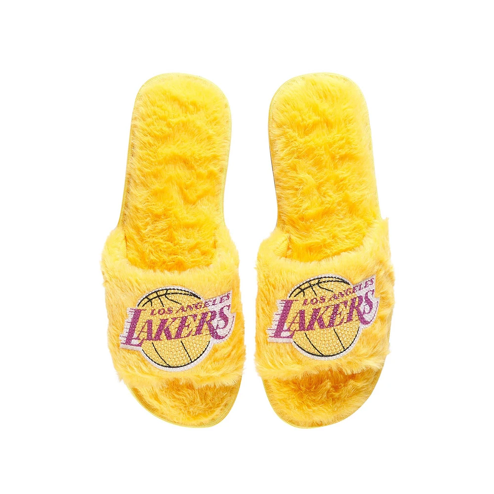 Chaussons Fuzzy FOCO Gold Los Angeles Lakers pour femme avec strass