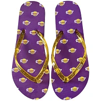 Women's FOCO Los Angeles Lakers Glitter Flip Flops