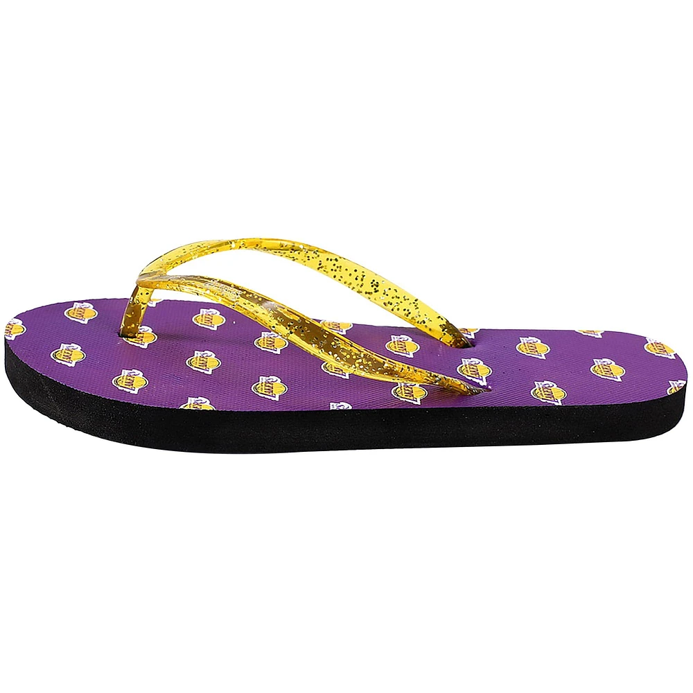 Women's FOCO Los Angeles Lakers Glitter Flip Flops