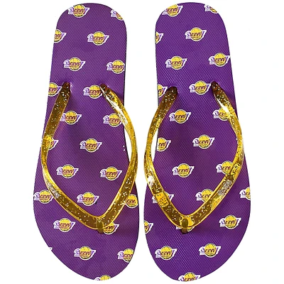 Women's FOCO Los Angeles Lakers Glitter Flip Flops