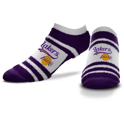 Los Angeles Lakers For Bare Feet Women's Block Stripe Fuzzy Ankle Socks