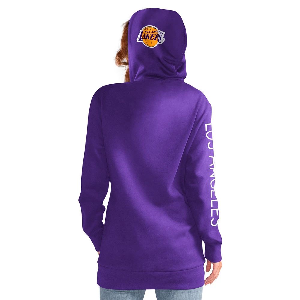 Women's G-III 4Her by Carl Banks Purple Los Angeles Lakers Base Coach Pullover Hoodie