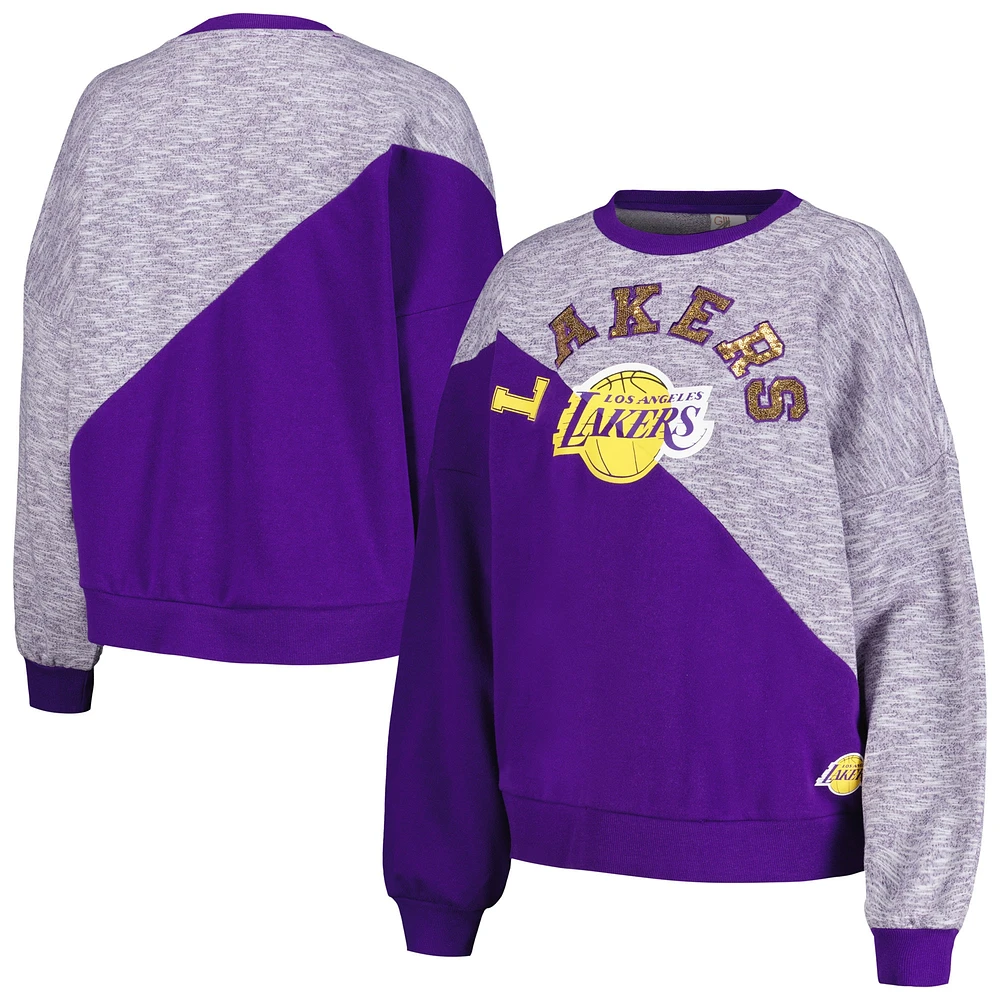 Women's G-III 4Her by Carl Banks Purple Los Angeles Lakers Benches Split Pullover Sweatshirt