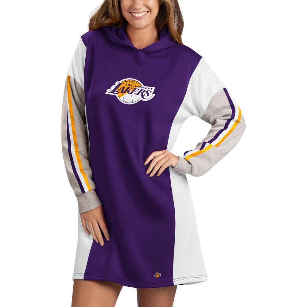 Women's G-III 4Her by Carl Banks Purple Los Angeles Lakers Bootleg Long Sleeve Hoodie T-Shirt - Dress