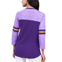 T-shirt violet à manches 3/4 G-III Sports by Carl Banks pour femmes des Los Angeles Lakers Play The Game Tri-Blend