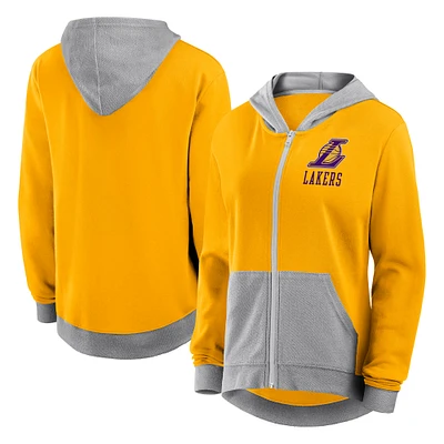 Women's Gold Los Angeles Lakers Hit It French Terry Full-Zip Hoodie