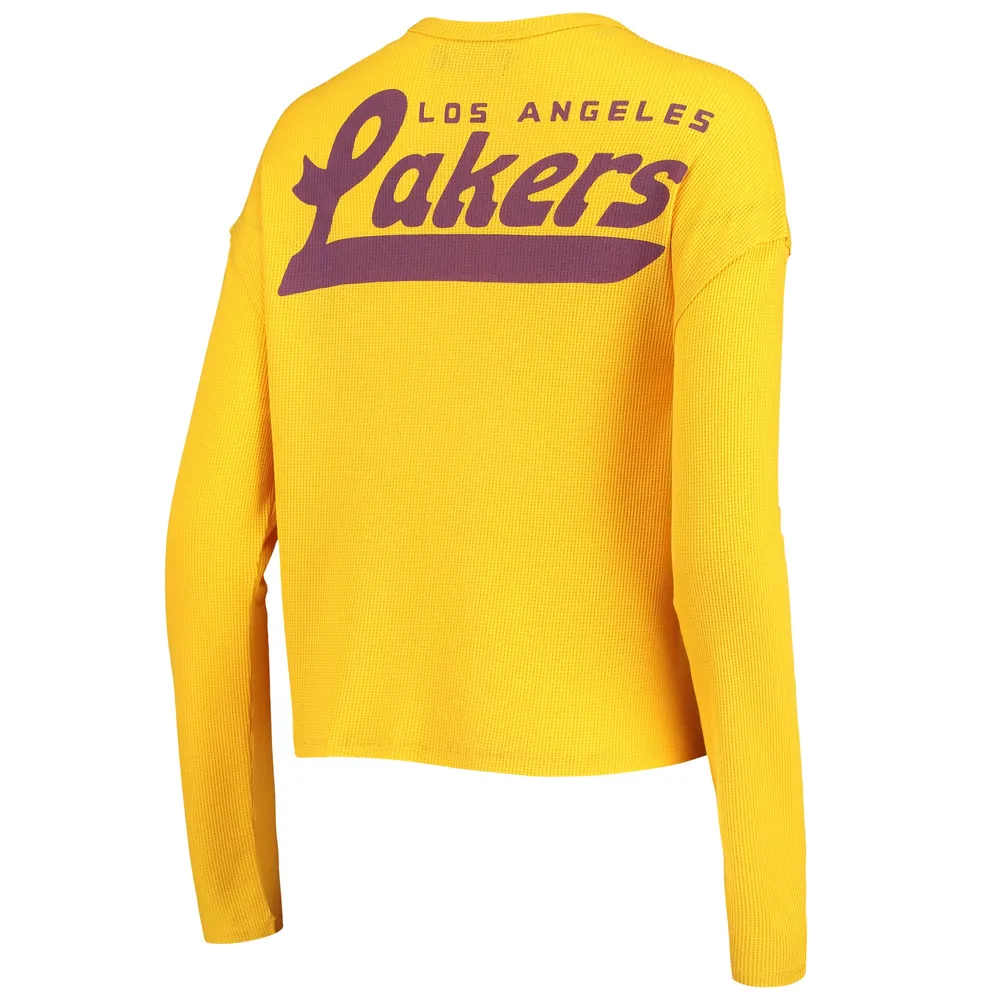 Women's Junk Food Gold Los Angeles Lakers Pocket Thermal Tri-Blend Long  Sleeve T-Shirt