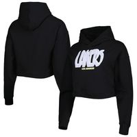 Women's Lusso Black Los Angeles Lakers Layla World Tour Cropped Pullover Hoodie