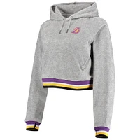 Ensemble sweat à capuche et pantalon de jogging en velours Los Angeles Lakers Lusso Grey pour femme