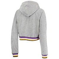 Ensemble sweat à capuche et pantalon de jogging en velours Los Angeles Lakers Lusso Grey pour femme