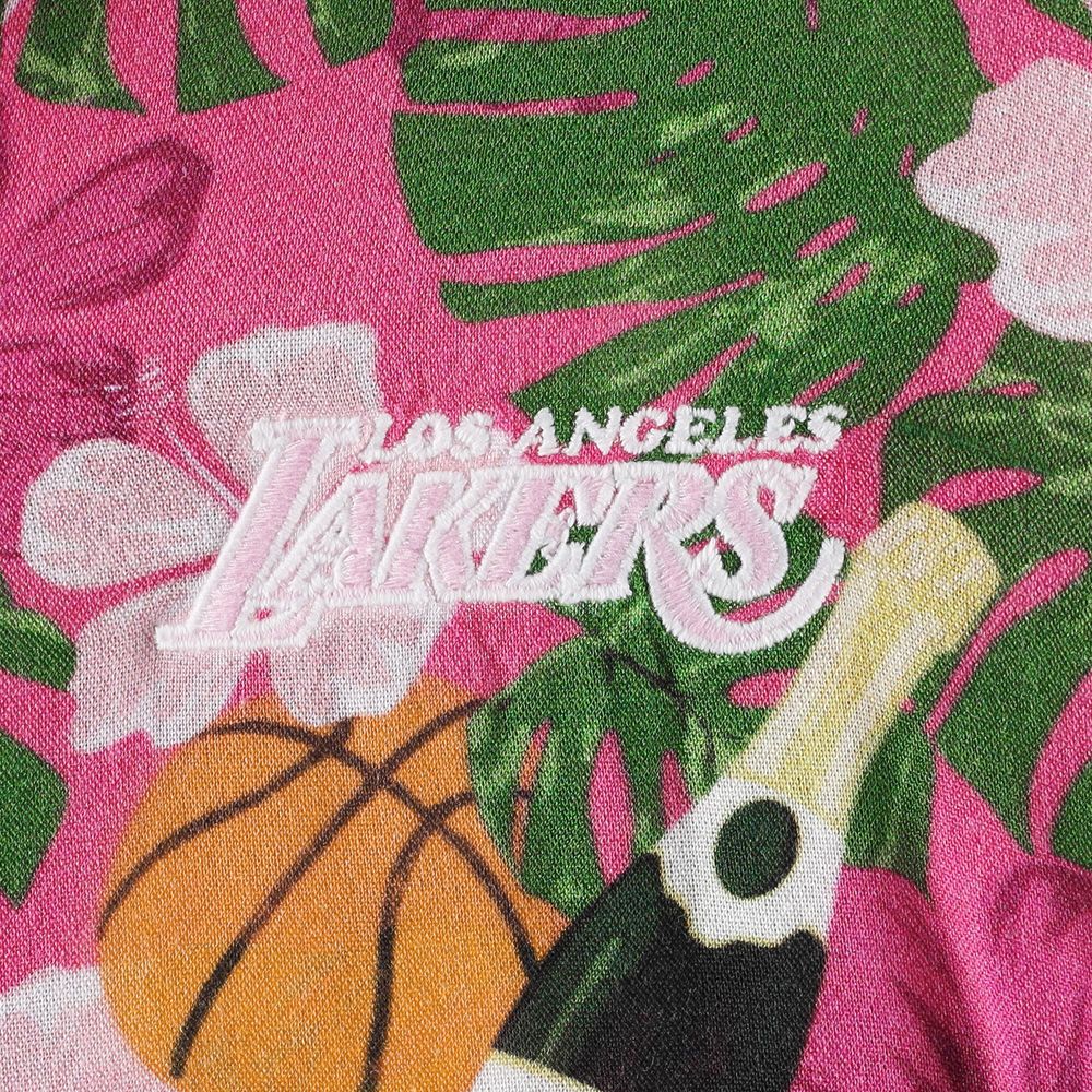 Women's Lusso Pink Los Angeles Lakers Finley-Frankie Party Top & Shorts Set