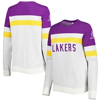 Women's Lusso Purple/Cream Los Angeles Lakers Dominique Pullover Sweater