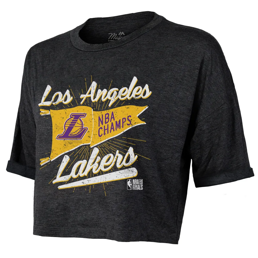 T-shirt court pour femme Majestic Threads noir Los Angeles Lakers 2020 NBA Finals Champions