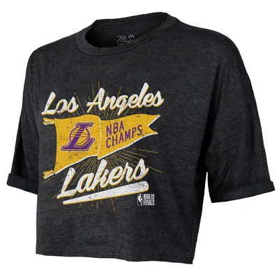 Women's Majestic Threads Black Los Angeles Lakers 2020 NBA Finals Champions Crop Top T-Shirt