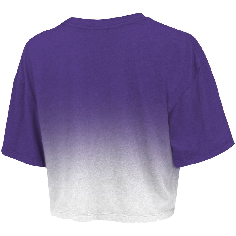 Women's Majestic Threads Purple/White Los Angeles Lakers Dirty Dribble Tri-Blend Cropped T-Shirt