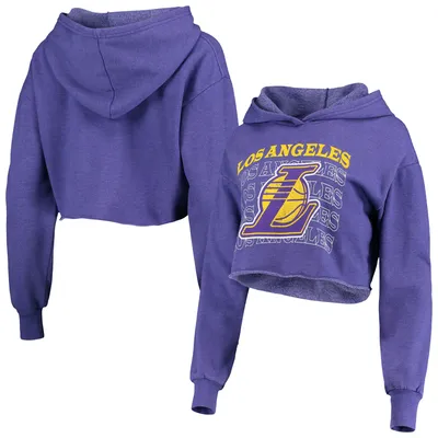Los Angeles Lakers Majestic Threads Women's Repeat Cropped Tri-Blend Pullover Hoodie - Purple