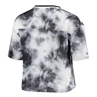 Women's Mitchell & Ness Black/White Los Angeles Lakers Hardwood Classics Tie-Dye Cropped T-Shirt