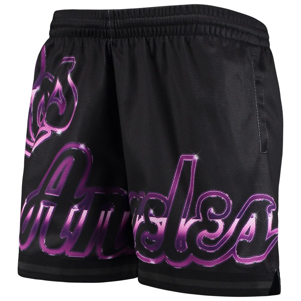 Women's Mitchell & Ness Black Los Angeles Lakers Big Face 4.0 Mesh Shorts