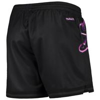 Women's Mitchell & Ness Black Los Angeles Lakers Big Face 4.0 Mesh Shorts