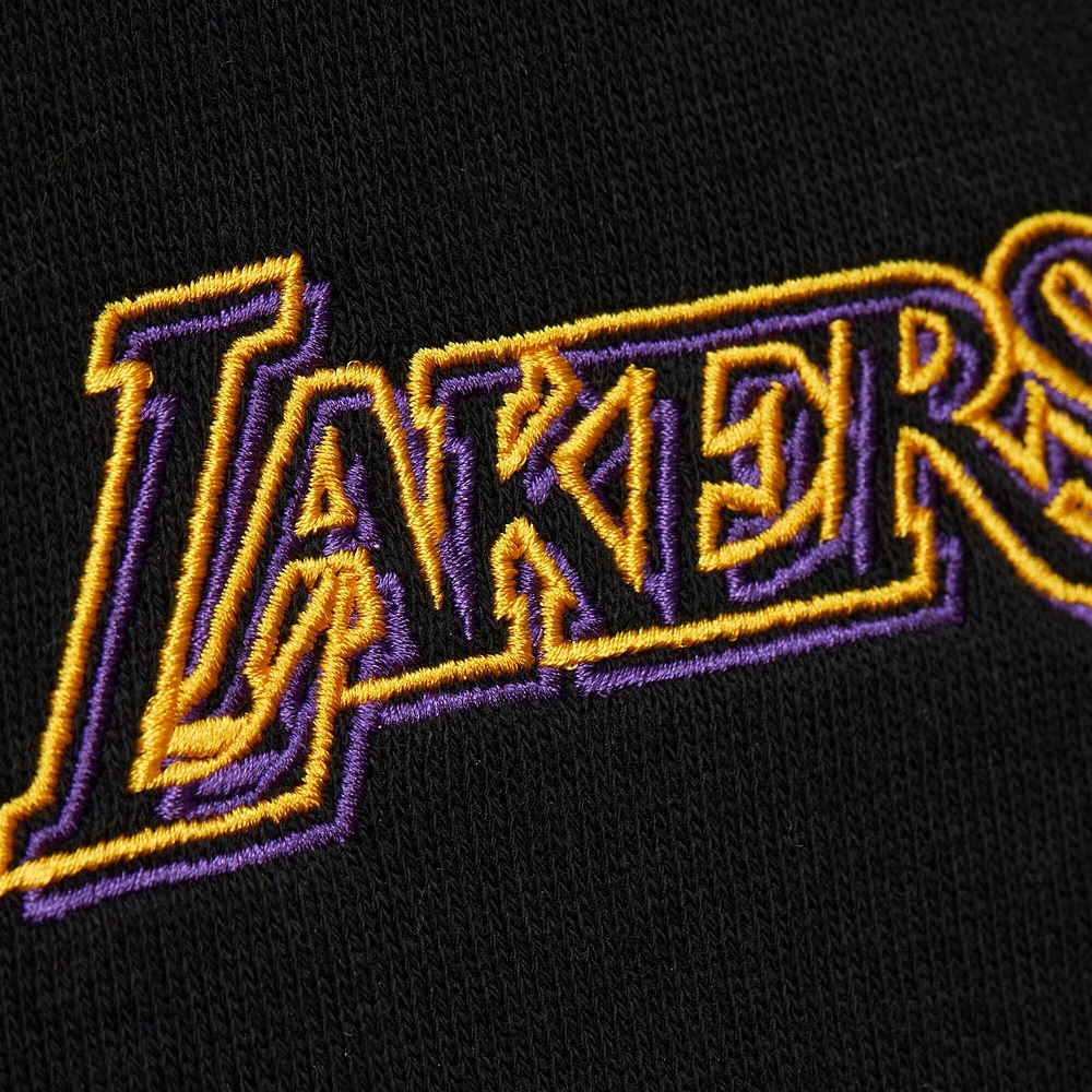 Women's Mitchell & Ness Black Los Angeles Lakers Hardwood Classics Cropped Pullover Hoodie