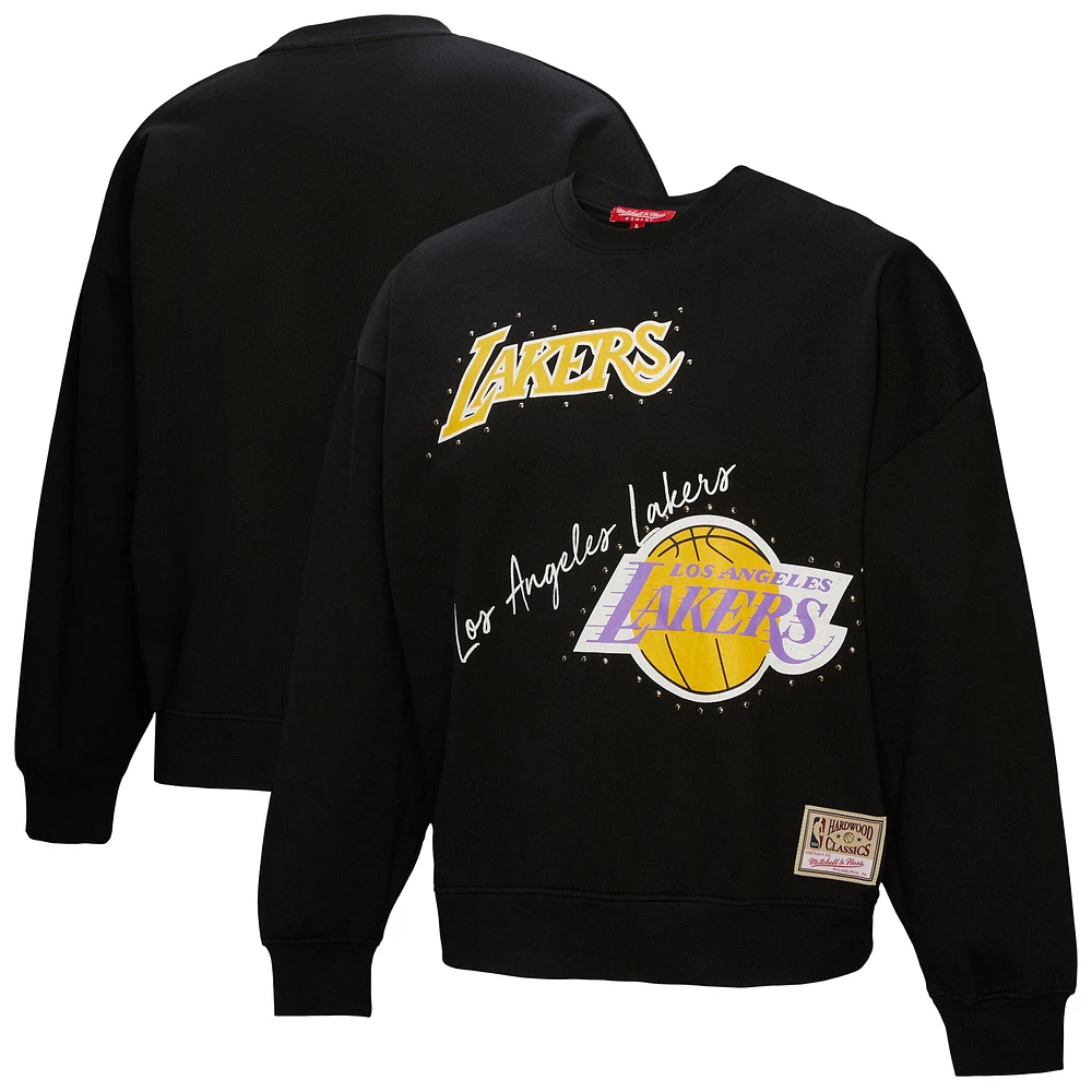 Sweat-shirt à capuche noir Mitchell & Ness pour femme des Los Angeles Lakers Hardwood Classics Home Team