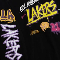 Women's Mitchell & Ness Black Los Angeles Lakers Slap Sticker - Pullover Sweatshirt