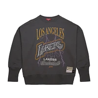 Women's Mitchell & Ness Charcoal Los Angeles Lakers Hardwood Classics Lightweight Pullover Sweatshirt