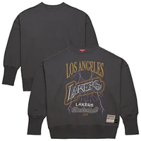 Women's Mitchell & Ness Charcoal Los Angeles Lakers Hardwood Classics Lightweight Pullover Sweatshirt